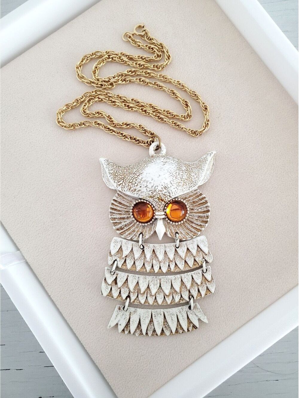 White Owl Chain Necklace